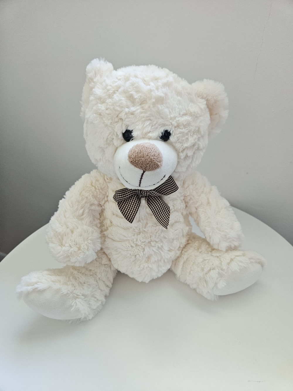 Plush Cream Teddy Bear with Bow - Soft Kids Toy